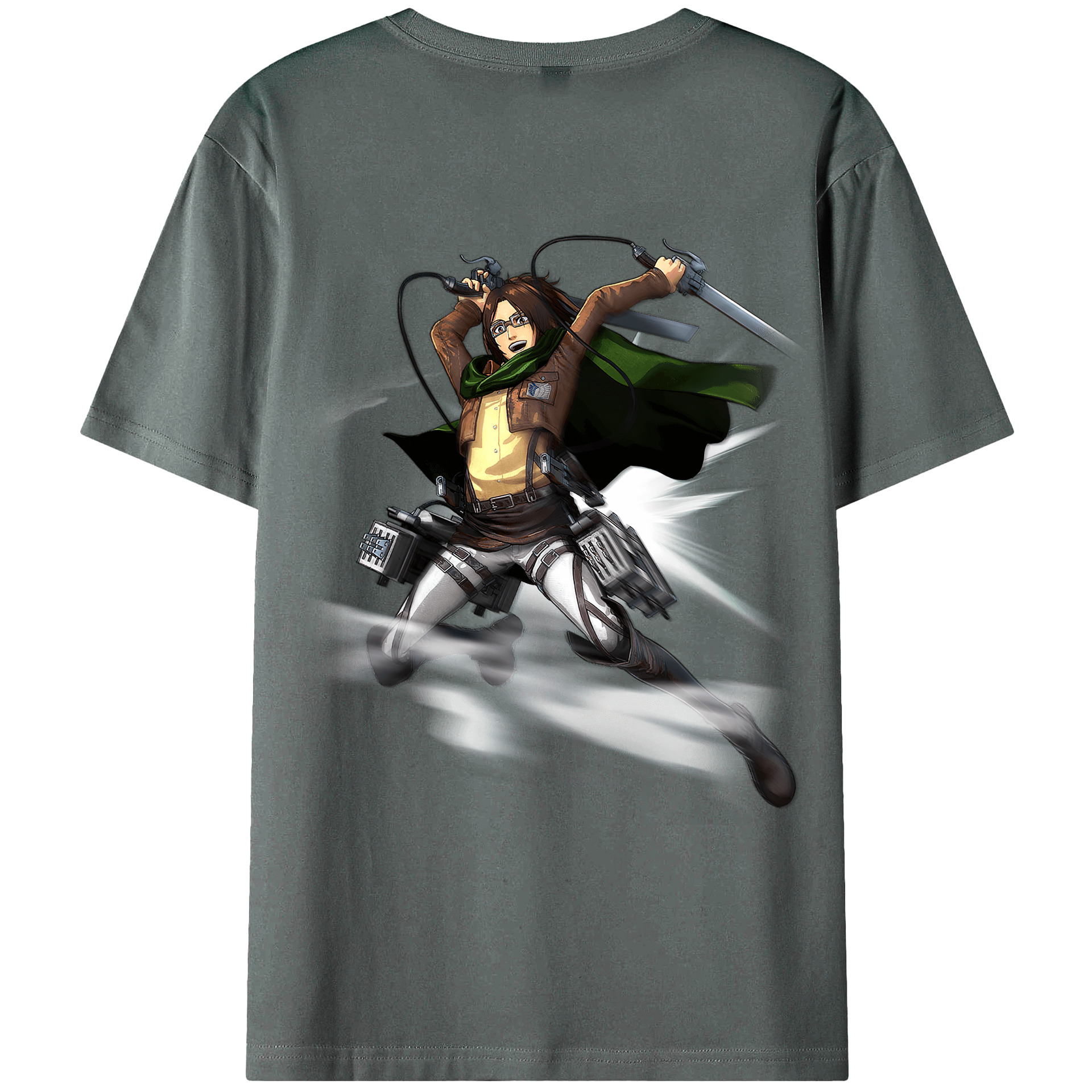 （画像用） 進撃の巨人 ハンジ·ゾエ Attack on Titan Hanji Zoe 綿100％ メンズ半袖Tシャツ（バックプリント） 通気性